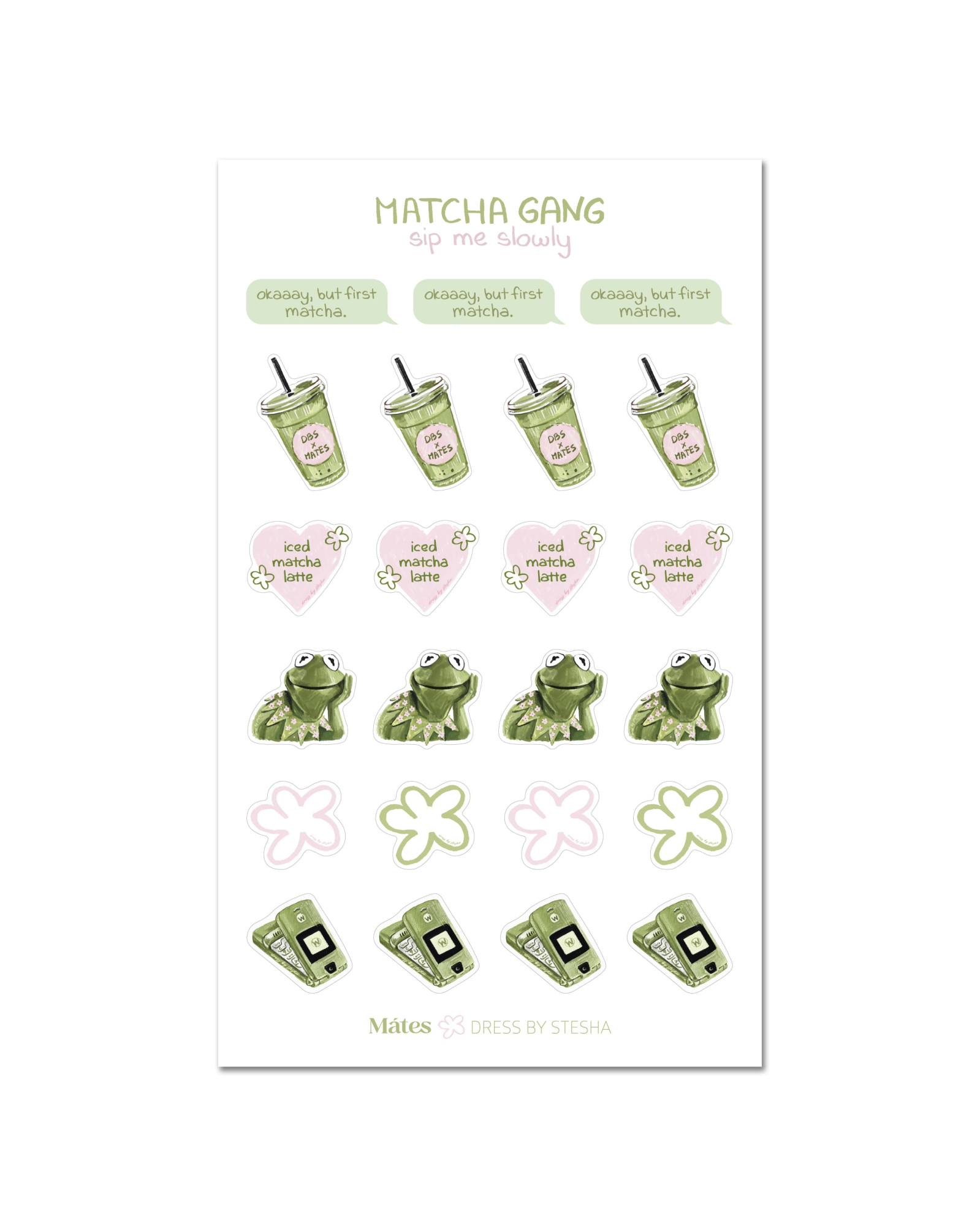  Наклейки 'Matcha Gang' 
