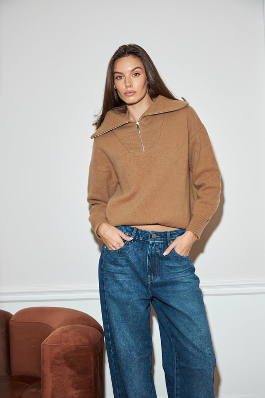  Свитер с воротником на молнии premium 