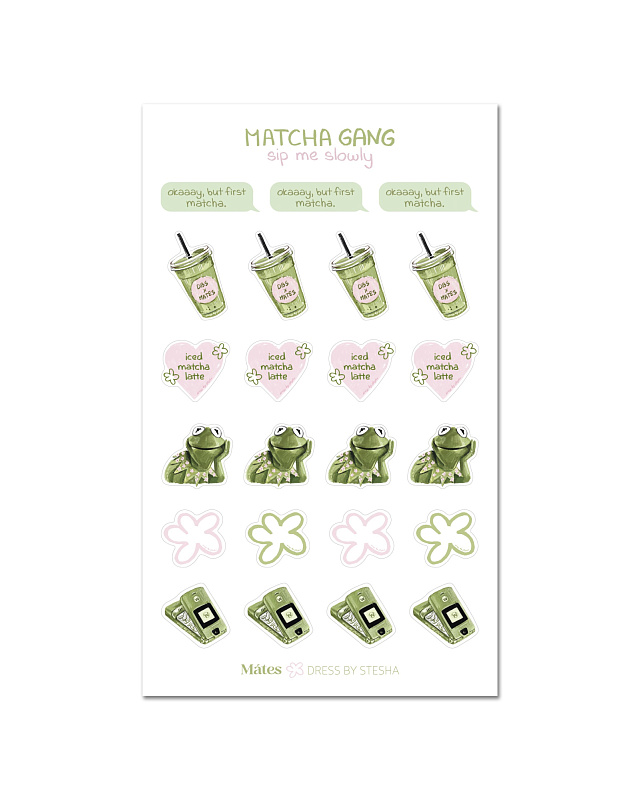  Наклейки 'Matcha Gang' 