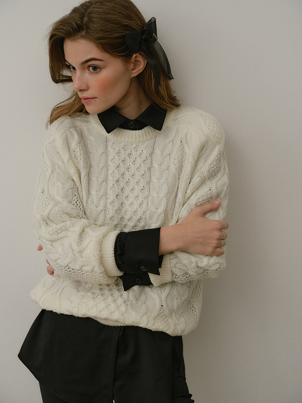  Джемпер с косами из шерсти 