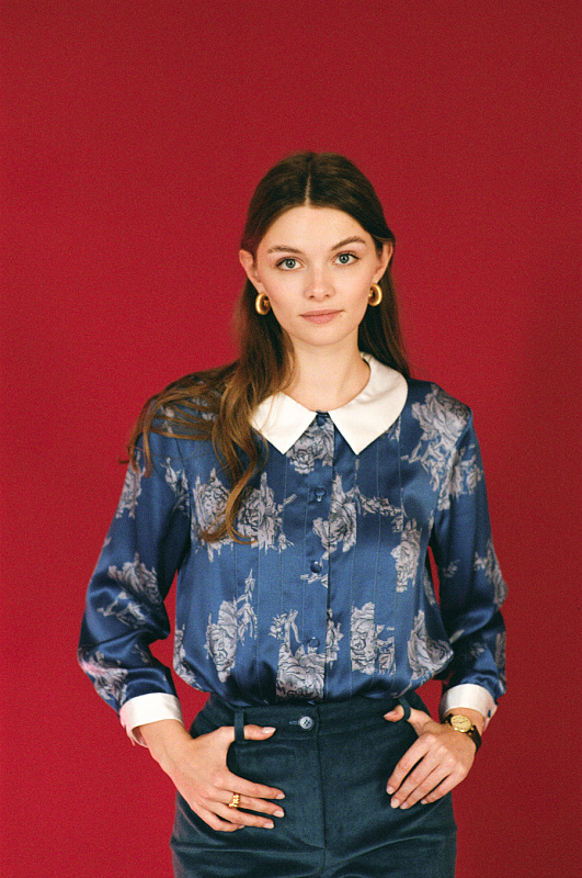  Блуза-боди Rose premium из шелка 