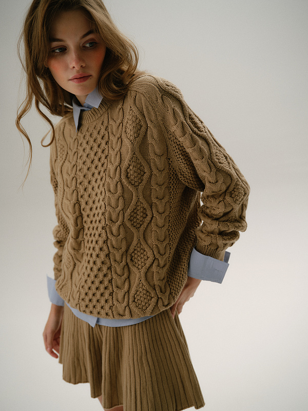  Джемпер с косами из шерсти 