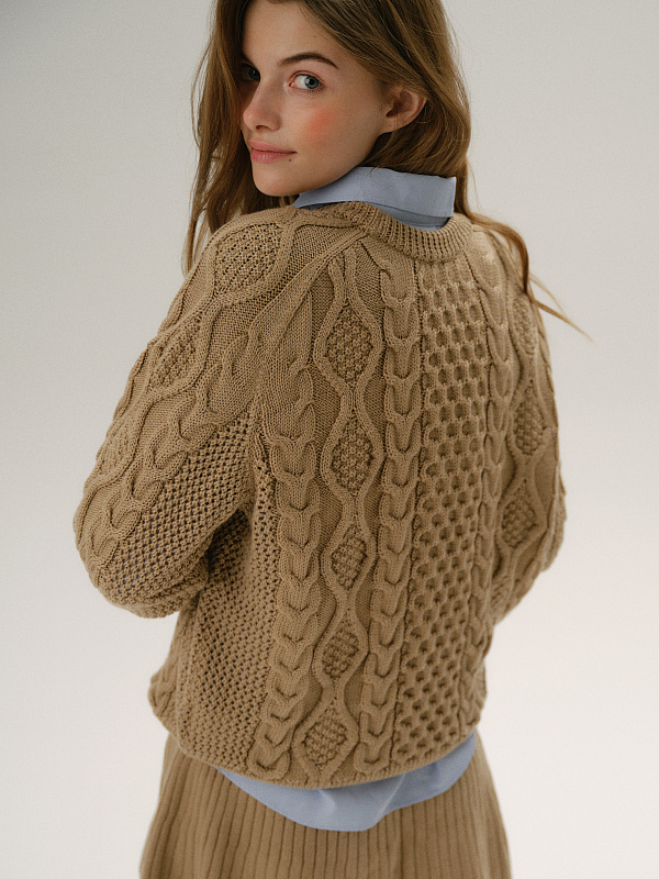  Джемпер с косами из шерсти 