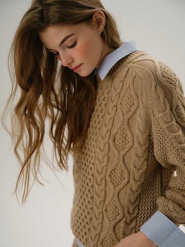  Джемпер с косами из шерсти 