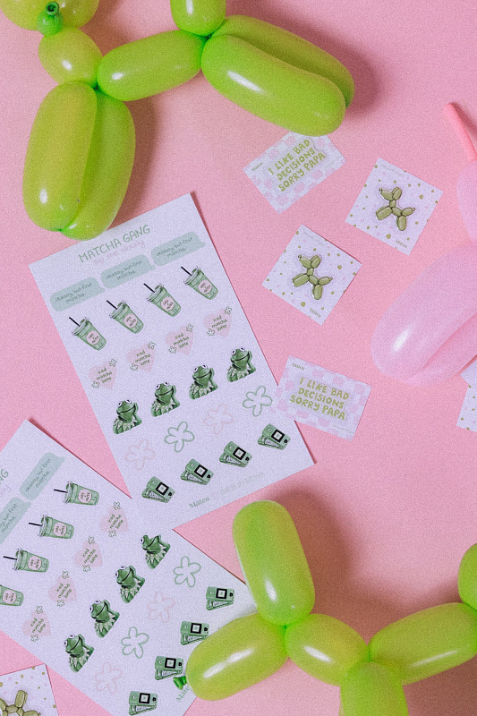  Наклейки 'Matcha Gang' 