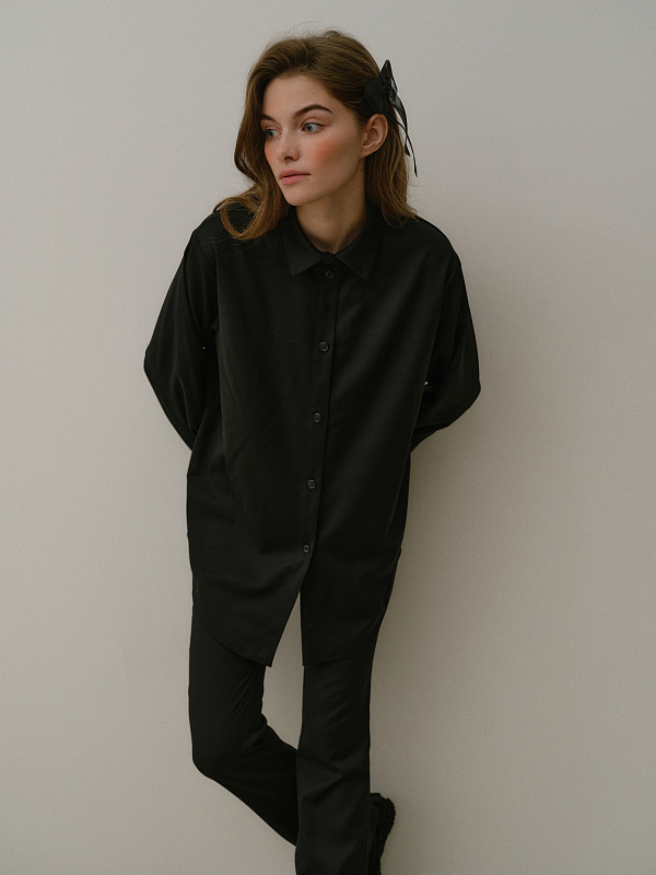  Рубашка oversize с добавлением шерсти 
