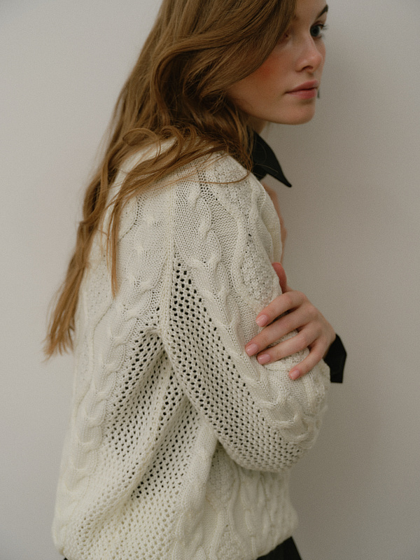  Джемпер с косами из шерсти 