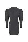  Серое вязаное платье из шерсти мини 