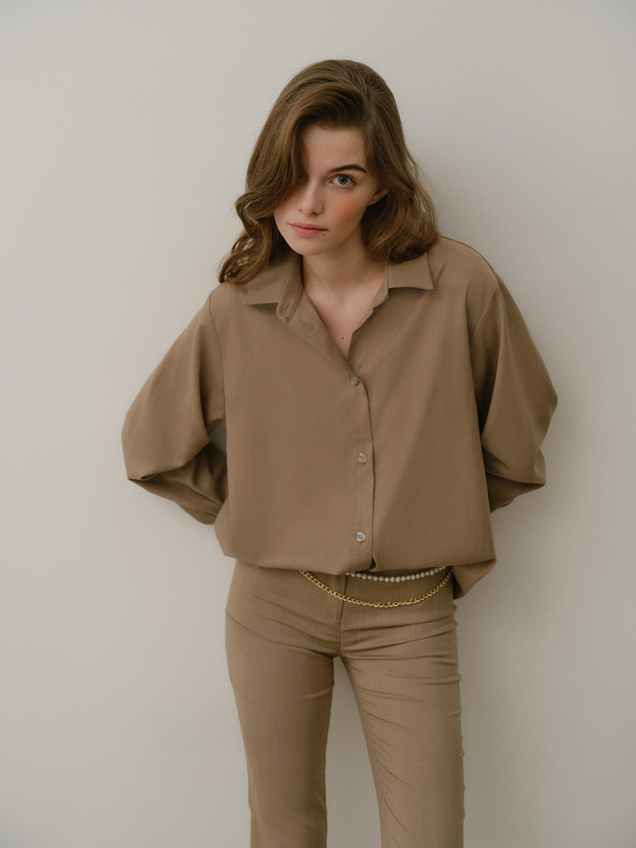  Рубашка oversize с добавлением шерсти 